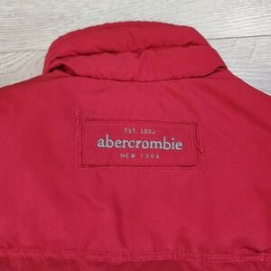 Abercrombie Kids Jacket Red Down Filled‎ Zip Button Puffer Vest Size XL